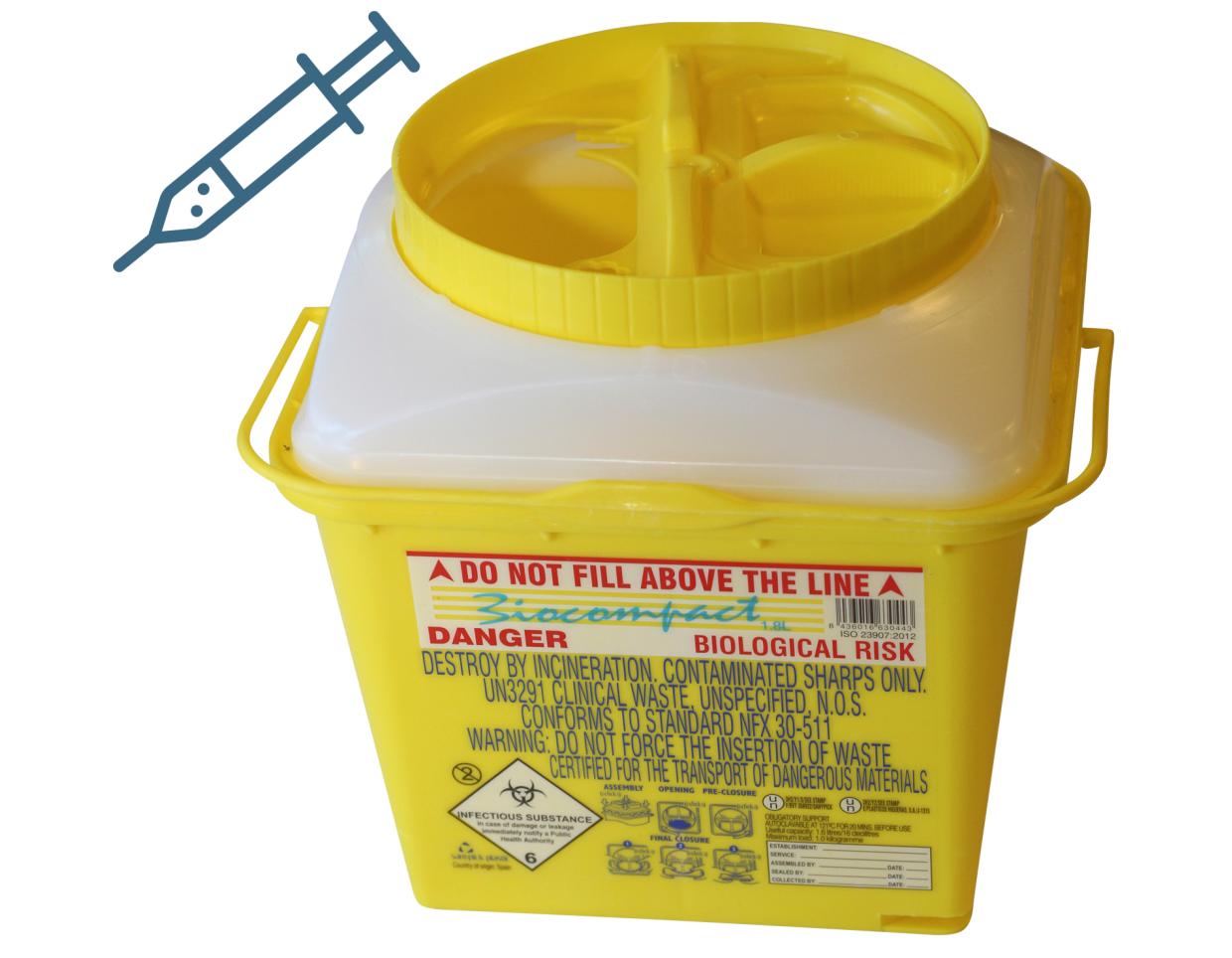 Kanyleboksen er gul med indkast